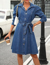 Button Down Long Sleeve Denim Dress