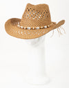 Fame Cowrie Shell Beaded String Straw Hat