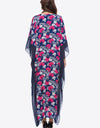 Floral Notched Neck Dolman Sleeve Maxi Dress