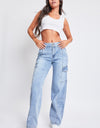 YMI Jeanswear High-Rise Straight Cargo Jeans