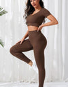 V-Neck Crop Top and High Waistband Long Active Pants