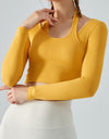 Halter Neck Long Sleeve Cropped Sports Top