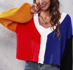 Color Block Ribbed Long Sleeve Cardigan