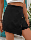 Decorative Button High Waist Skort