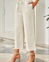 Drawstring Paperbag Waist Wide Leg Pants