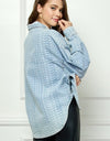 Veveret Button Up Dropped Shoulder Denim Top