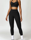 Ruched Halter Neck Bra and Pocketed Leggings Active Set