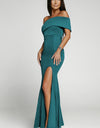 Off-Shoulder Split Fishtail Dress