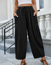 Drawstring Pocketed Wide Leg Pant