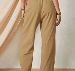 Full Size Elastic Waist Pants with Pockets