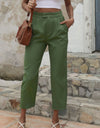 Straight Leg Cropped Pants with Pockets