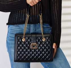 David Jones Quilted PU Leather Handbag