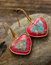 Natural Stone Heart Drop Earrings