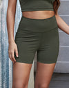 Exposed Seam Decorative Button Yoga Shorts