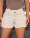 Mid-Rise Waist Denim Shorts with Pockets