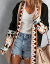 Geometric Open Front Long Sleeve Cardigan