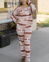 Geometric Top and Drawstring Pants Lounge Set