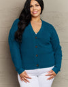 Zenana Kiss Me Tonight Full Size Button Down Cardigan in Teal