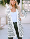 Striped Open Front Longline Cardigan