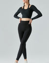 Halter Neck Long Sleeve Cropped Sports Top