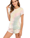 Tie-Dye Round Neck Short Sleeve Top and Shorts Lounge Set