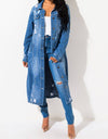 Long Sleeve Raw Hem Denim Jacket