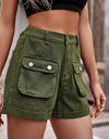 Cuffed Denim Shorts with Pockets