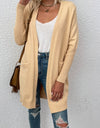 Open Front Long Sleeve Cardigan with Pockets