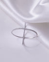 925 Sterling Silver Moissanite Crisscross Ring