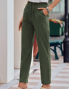 Drawstring Elastic Waist Pants with Pockets