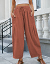 Drawstring Pocketed Wide Leg Pant