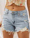 Distressed Denim Shorts