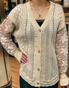 Eyelet Button Up Lantern Sleeve Cardigan
