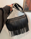 PU Leather Fringe Studded Crossbody Bag