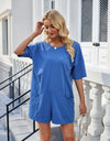 Lovelet Backless Pocketed Round Neck Half Sleeve Romper