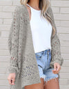 Openwork Open Front Long Sleeve Cardigan