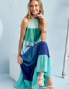 Hailey & Co Color Block Sleeveless Tiered Maxi Dress