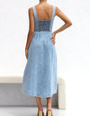 Sweetheart Neck Wide Strap Denim Dress