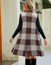 Plaid Lapel Collar Sleeveless Cardigan