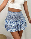 Printed Frill Trim Smocked Mini Skirt