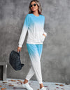 Gradient Round Neck Sweatshirt and Joggers Set