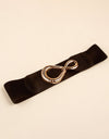 Ribbed Alloy Buckle Elastic Belt