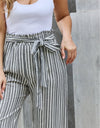 Heimish Find Your Path Full Size Paperbag Waist Striped Culotte Pants