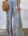 Mixed Print Pull-On Wide Leg Pants