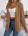 Open Front Long Sleeve Cardigan with Pockets