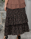 Plus Size Ditsy Floral Layered Maxi Skirt