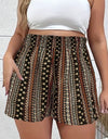 Plus Size Printed High Waist Shorts