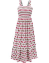 Smocked Printed Square Neck Sleeveless Dress