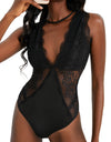 Lace Scalloped Trim Open Back Bodysuit