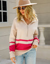 Angel Wings Two-Tone Long Sleeve Zip-Up Knit Top